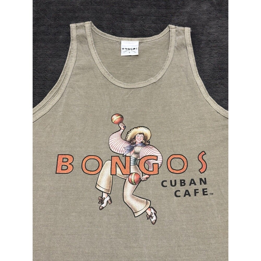 Vintage Bongos Cuban Cafe Graphic Tank Top - Size L